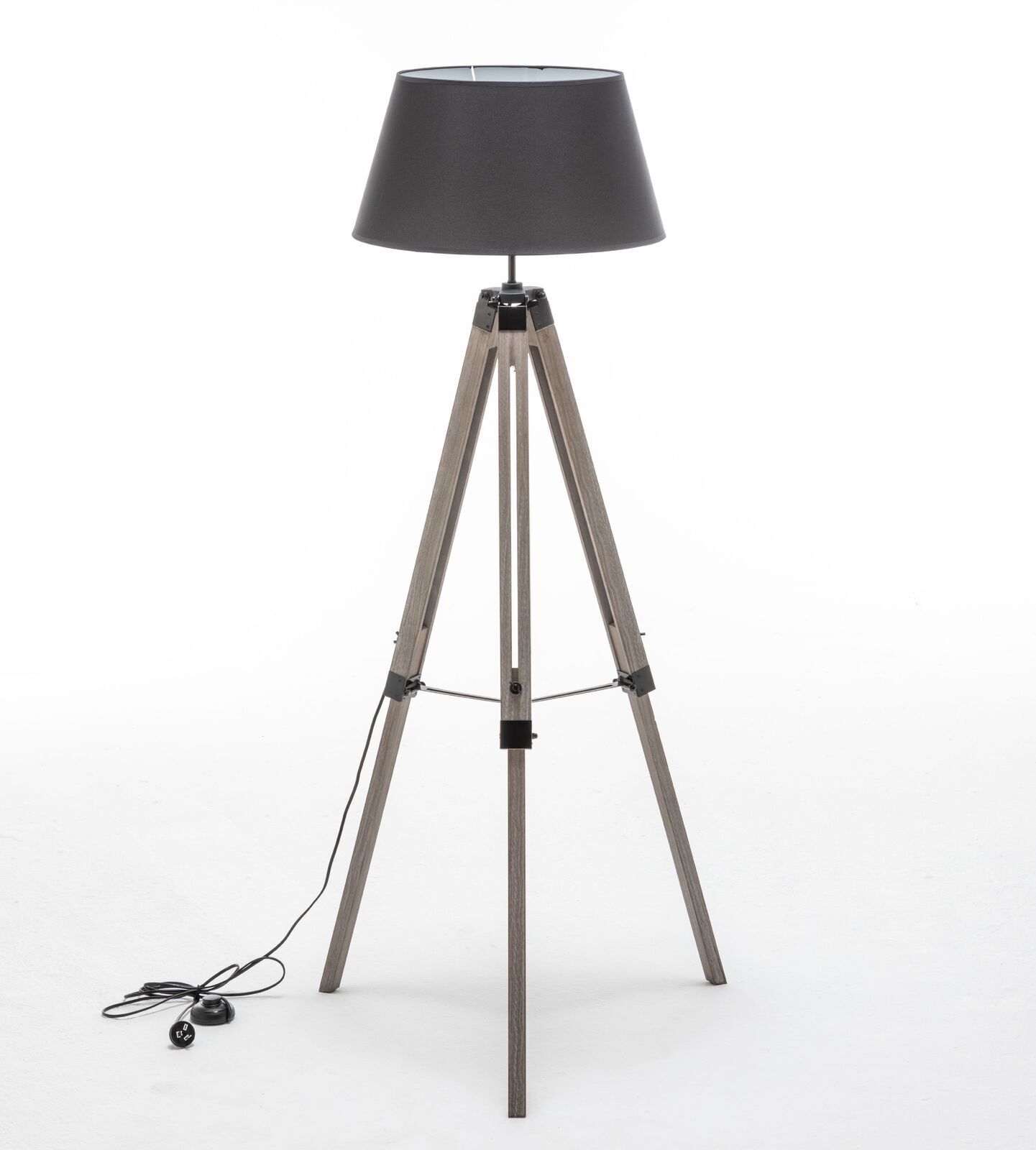 V563-BR-75006-202502261545-10 LARGE TRIPOD FLOOR LAMP Linen Shade Modern Light Retro Vintage Wooden - Image 11