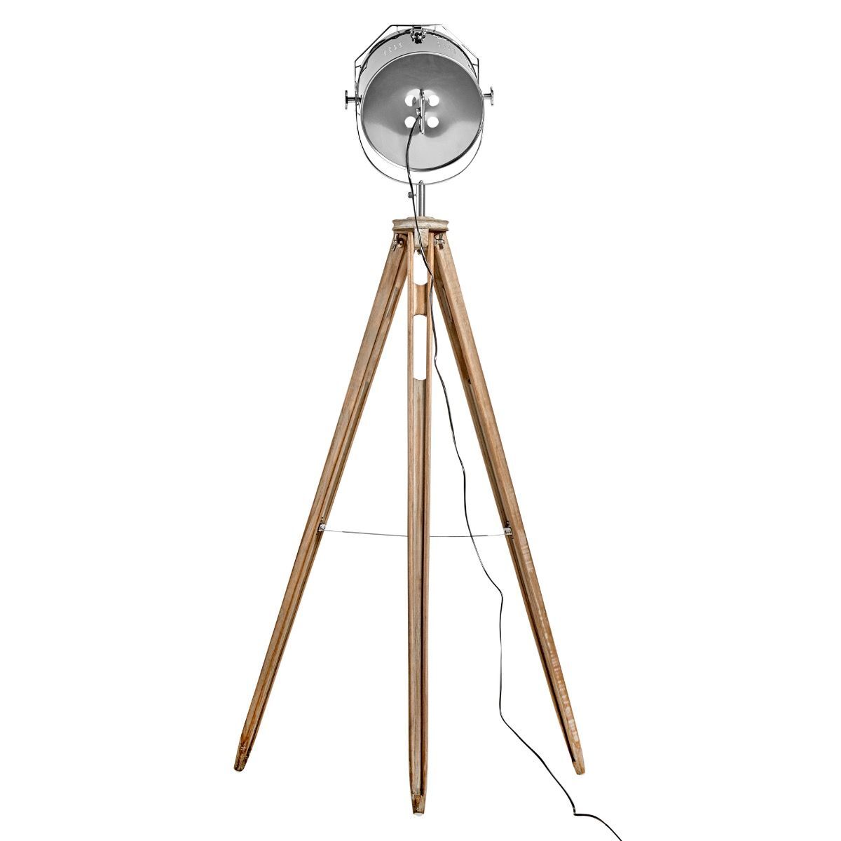 V563-BR-75029-173973-03 Nautical Tripod Floor Lamp Search Light Modern Chrome Head with Mesh - Image 4