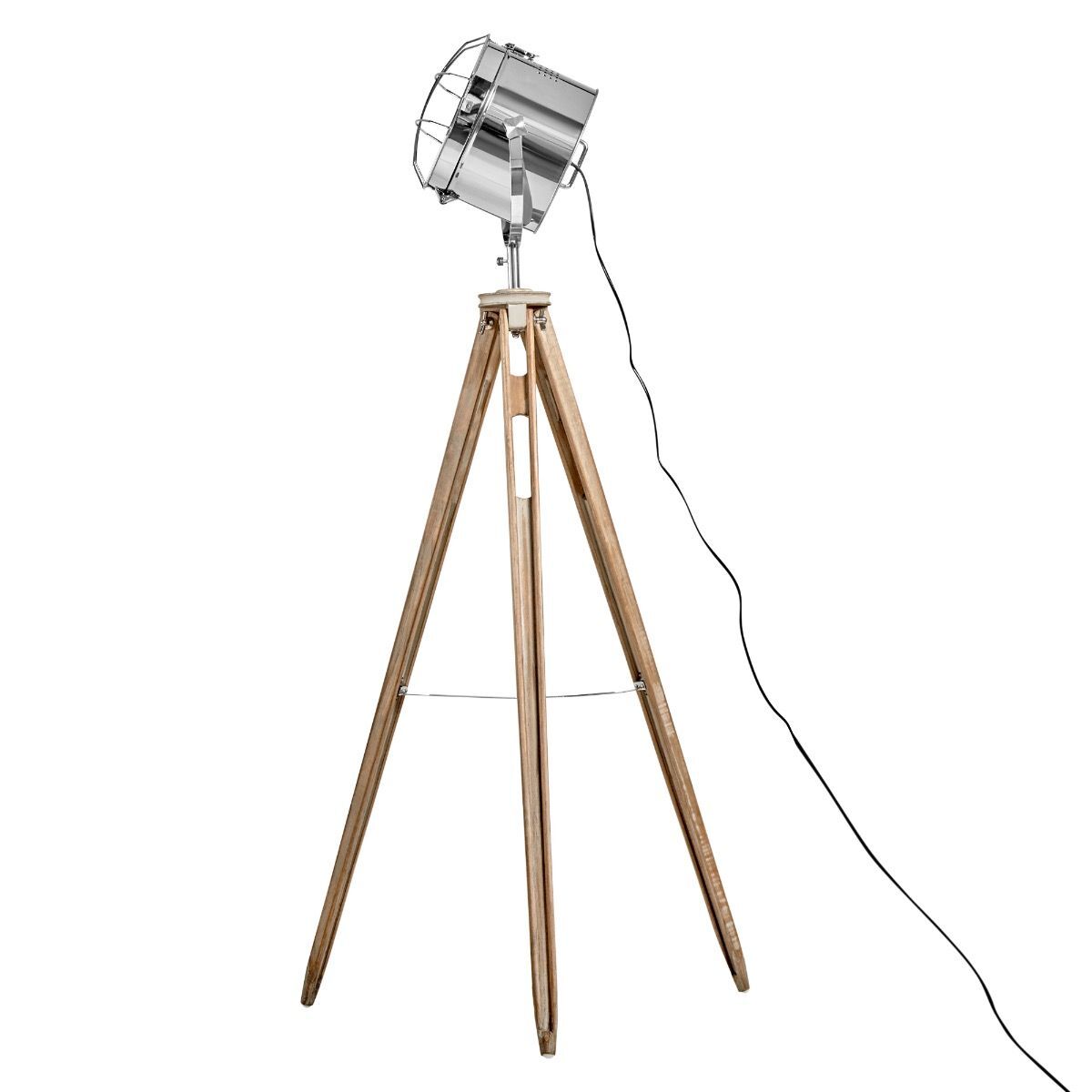 V563-BR-75029-173973-05 Nautical Tripod Floor Lamp Search Light Modern Chrome Head with Mesh - Image 6