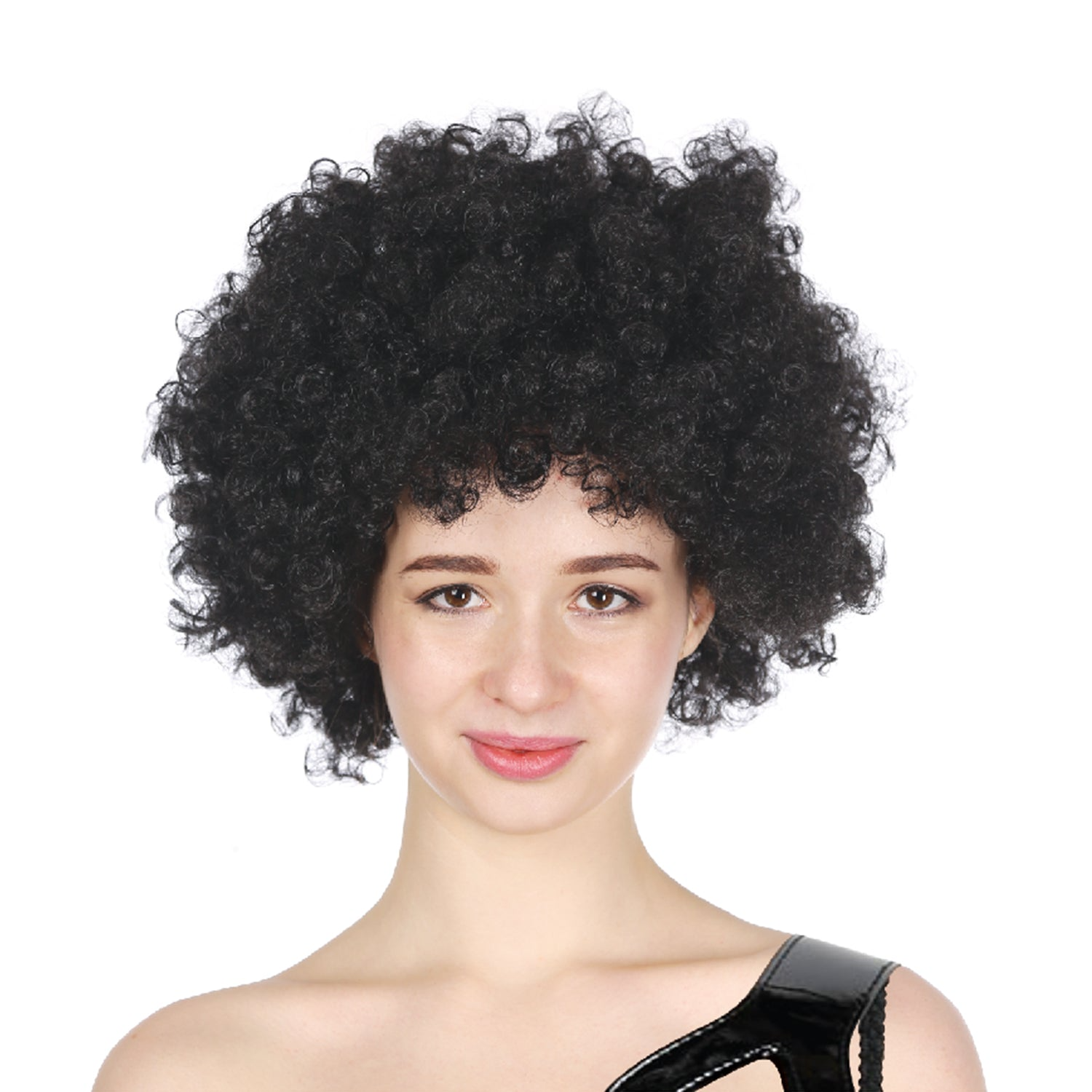 V563-BR-AFRO-BLK-184951-01 Mens DELUXE AFRO WIG Curly Hair Costume Party Fancy Disco 70s 80s Dress Up - Black - Image 2