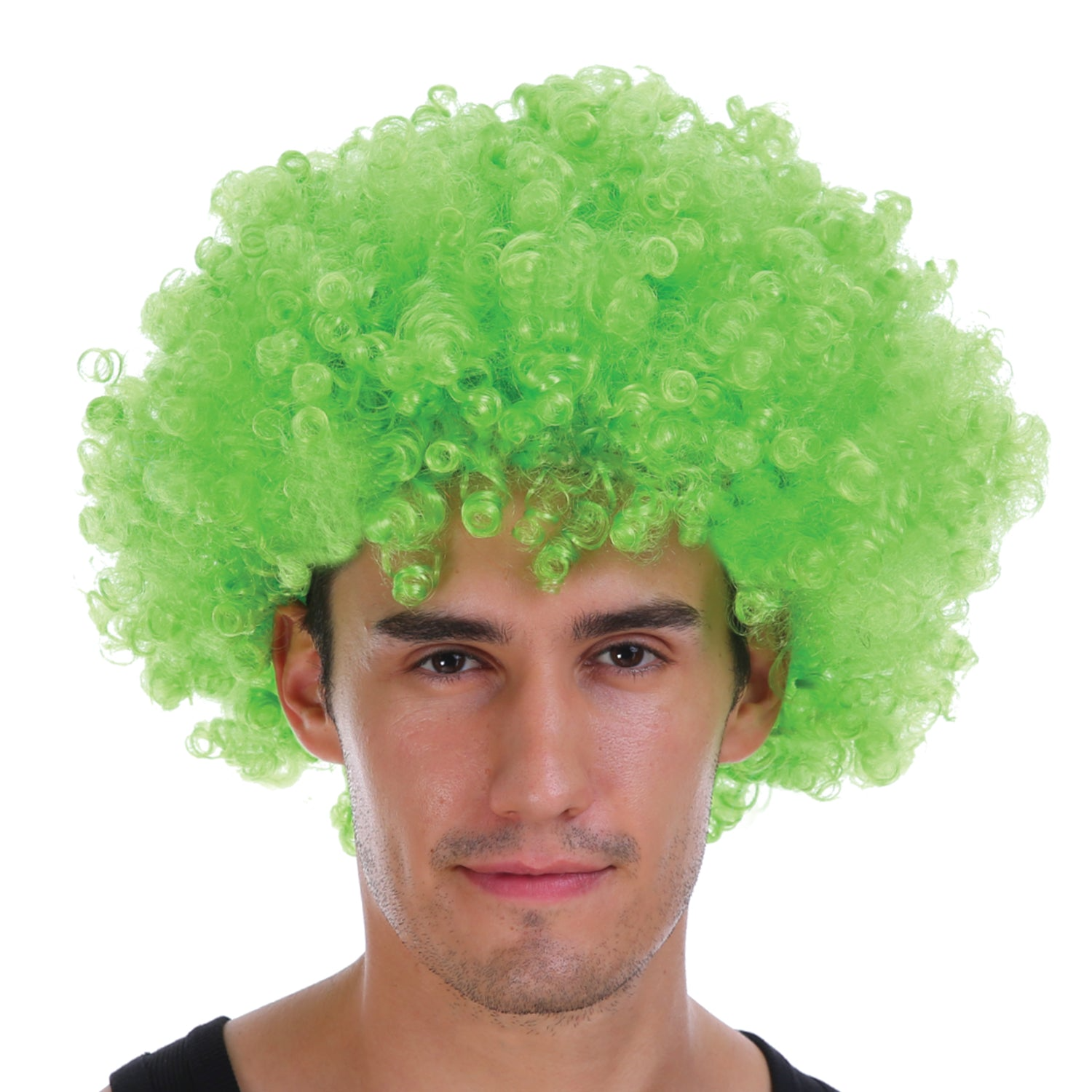 V563-BR-AFRO-GRN-184959-01 Mens DELUXE AFRO WIG Curly Hair Costume Party Fancy Disco 70s 80s Dress Up - Green - Image 2