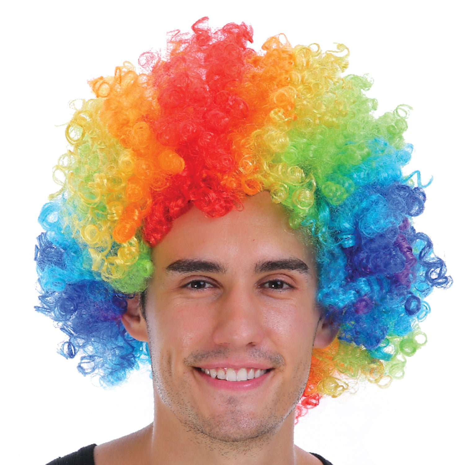 V563-BR-AFRO-RNBW-184975-01 Mens DELUXE AFRO WIG Curly Hair Costume Party LGBTQ Disco 70s 80s Pride - Rainbow - Image 2