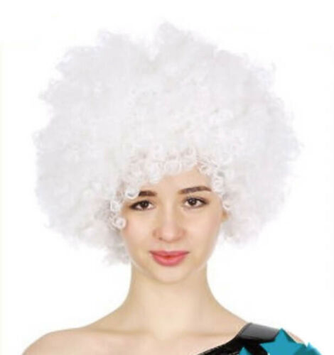 V563-BR-AFRO-WHITE-184979-01 Mens DELUXE AFRO WIG Curly Hair Costume Party Fancy Disco 70s 80s Dress Up - White - Image 2
