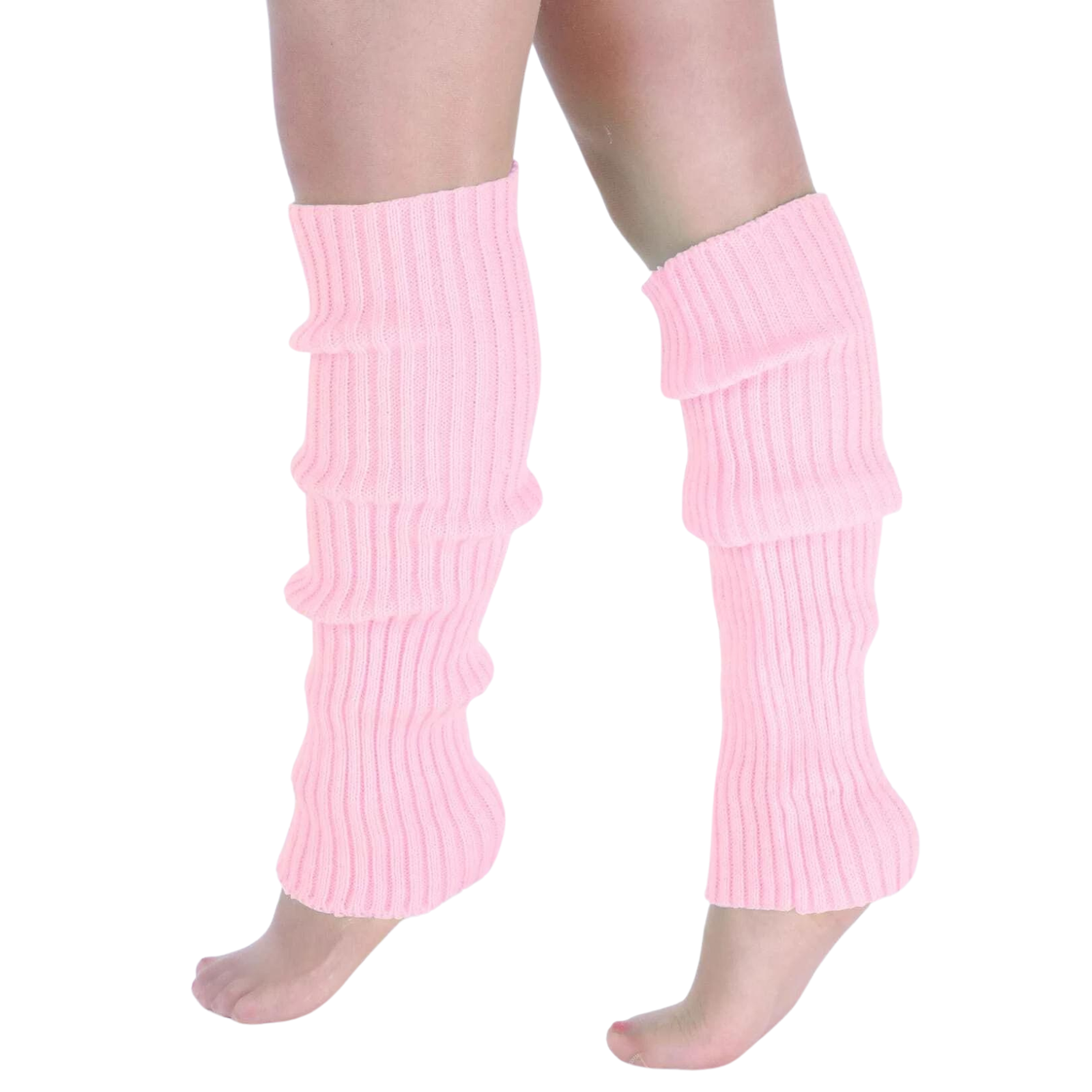 V563-BR-LEGW-LTPNK-202503052230-01 Pair of Womens Leg Warmers Disco Winter Knit Dance Party Crochet Legging Socks Costume - Light Pink - Image 2