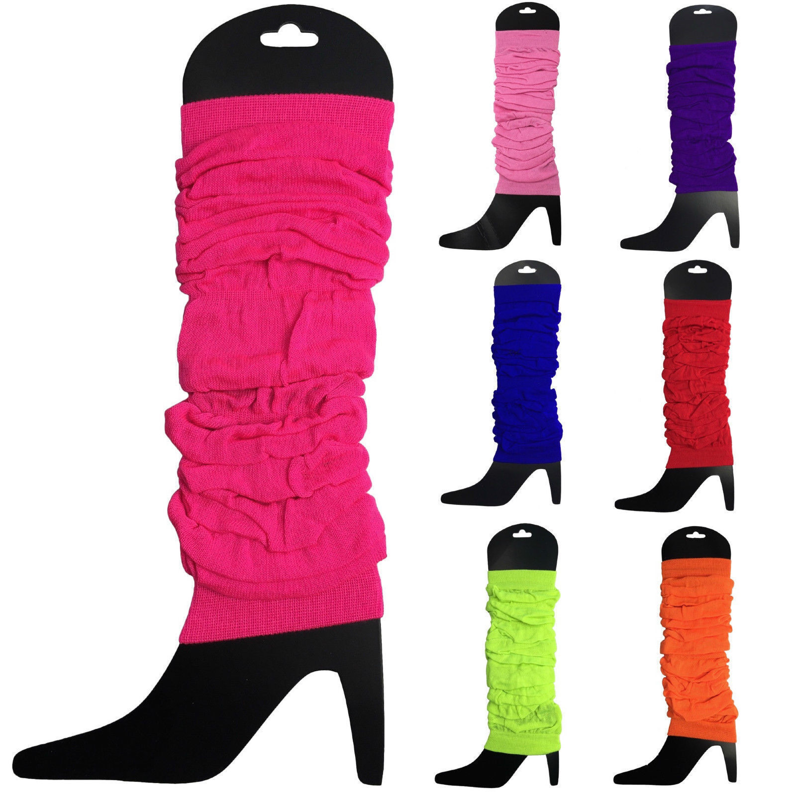 V563-BR-LEGWKNIT-FLUROHOTPNK-202506031731-02 LEG WARMERS Knitted Womens Neon Party Knit Ankle Fluro Dance Costume 80s Pair - Fluro Hot Pink - Image 3