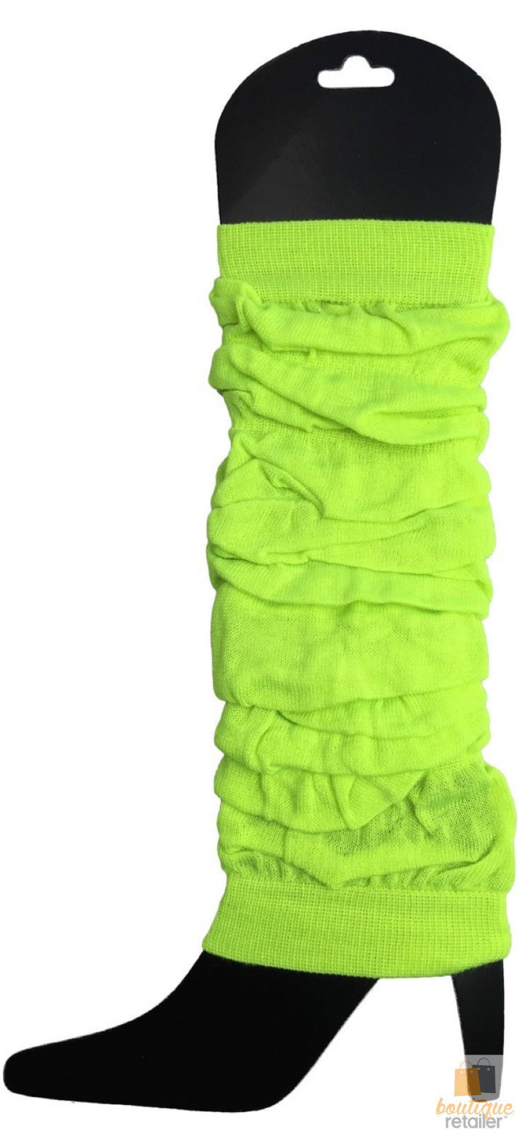 V563-BR-LEGWKNIT-FLUROYLW-202503051445-01 LEG WARMERS Knitted Womens Neon Party Knit Ankle Fluro Dance Costume 80s Pair - Fluro Yellow - Image 2