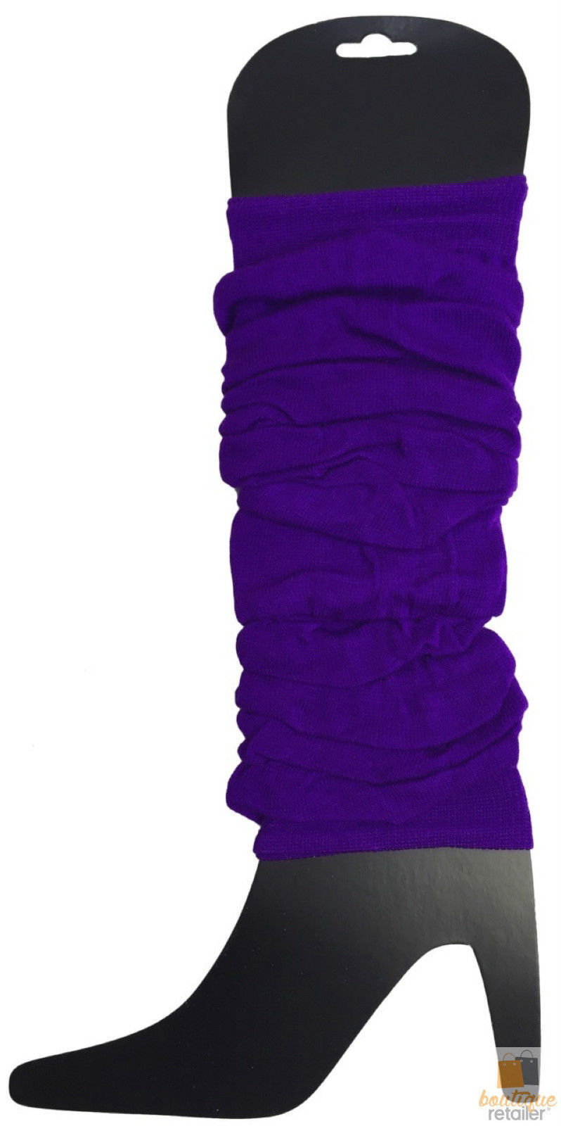 V563-BR-LEGWKNIT-PRPLE-202503051450-01 LEG WARMERS Knitted Womens Neon Party Knit Ankle Fluro Dance Costume 80s Pair - Purple - Image 2