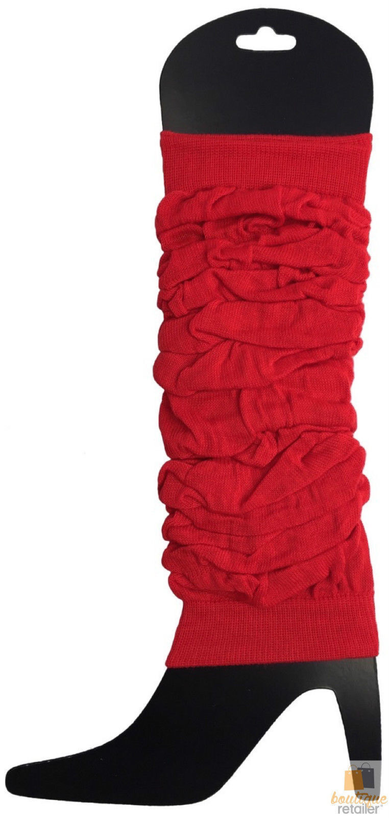 V563-BR-LEGWKNIT-RED-202503051451-01 LEG WARMERS Knitted Womens Neon Party Knit Ankle Fluro Dance Costume 80s Pair - Red - Image 2