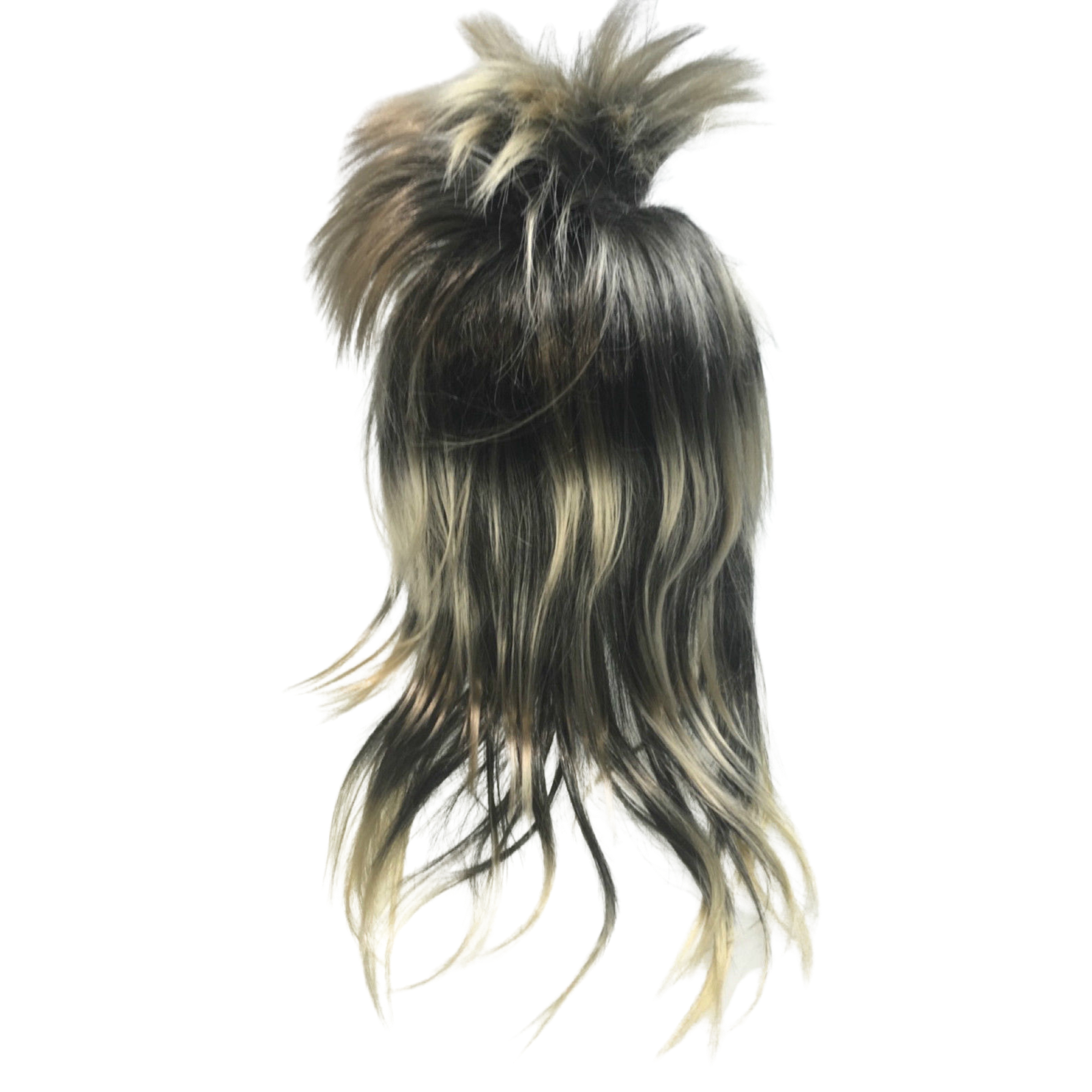 V563-BR-MLSKYWIG-BLK-BLONDE-185136-02 Mens Long SPIKY Wig Rock Punk 80s Fancy Dress Costume Bogan Mullet Spikey - Black/Blonde - Image 3