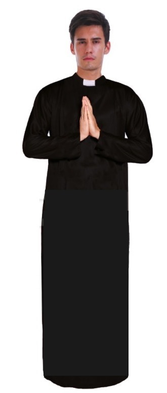 V563-BR-PRIESTCOST-202506020821-02 Men's PRIEST Father Costume Religious Halloween Robe Church Collar Vicar Preacher - Image 3