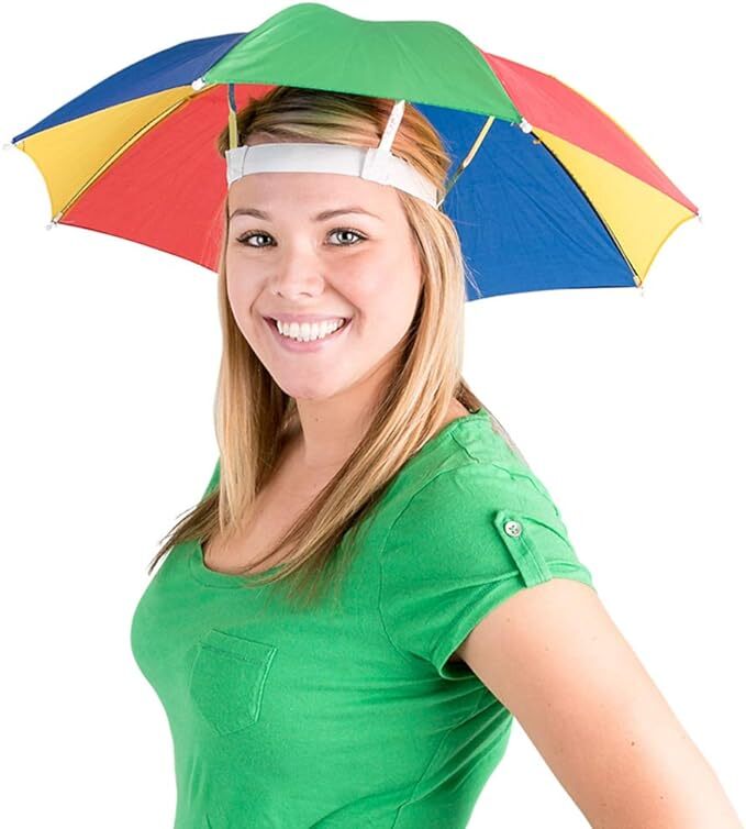 V563-BR-RBUMBRLAHAT-1-184834-01 RAINBOW UMBRELLA HAT Rain Novelty Cap Costume Outdoor Camping Beach Fishing - Image 2