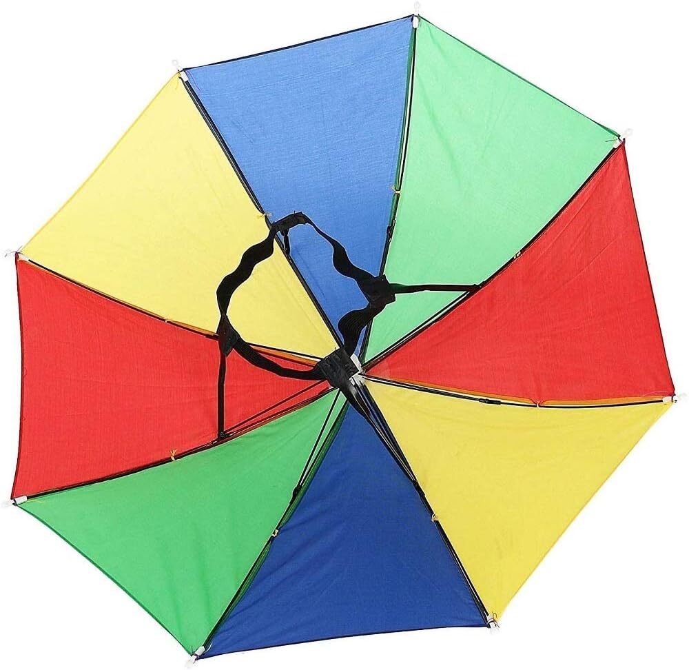 V563-BR-RBUMBRLAHAT-1-184834-04 RAINBOW UMBRELLA HAT Rain Novelty Cap Costume Outdoor Camping Beach Fishing - Image 5