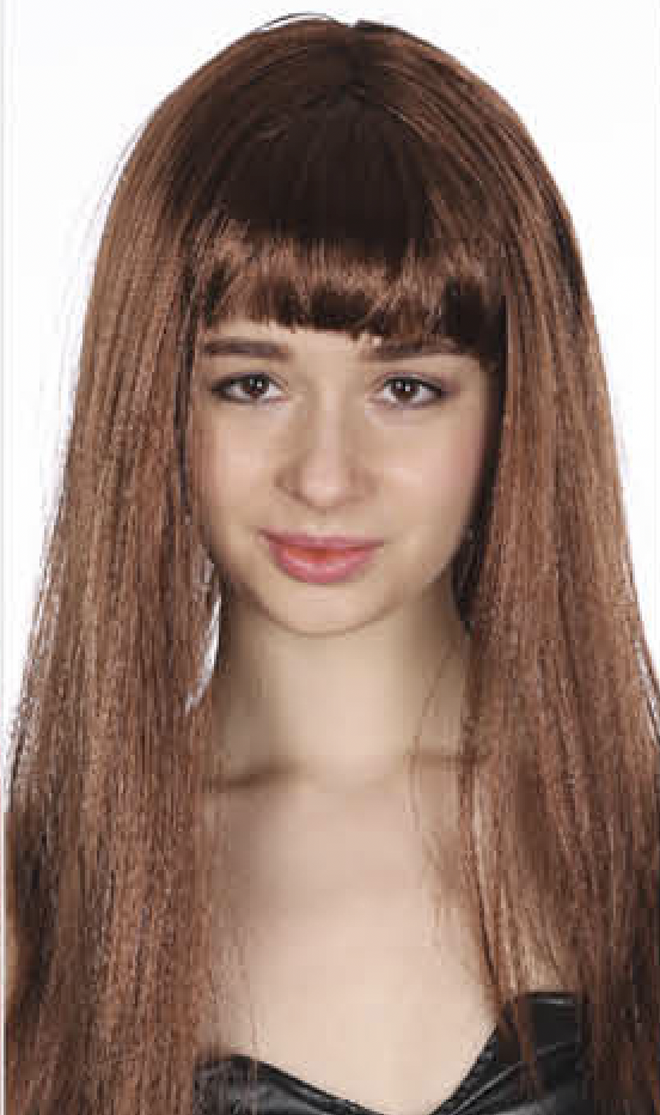 V563-BR-WSLWIG-BRWN_22465-184255-01 LONG WIG Straight Party Hair Costume Fringe Cosplay Fancy Dress 70cm Womens - Brown (22465) - Image 2