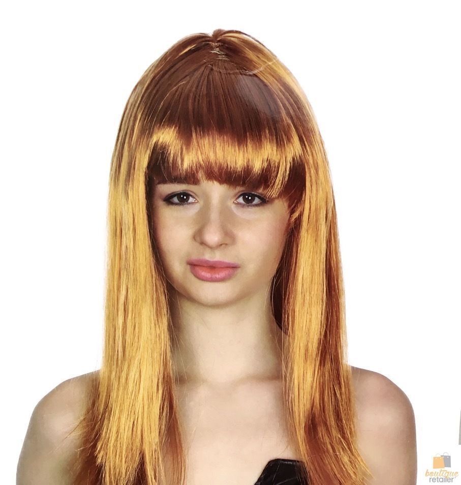 V563-BR-WSLWIG-GLDBRN_22463-184244-01 LONG WIG Straight Party Hair Costume Fringe Cosplay Fancy Dress 70cm Womens - Golden Brown (22463) - Image 2