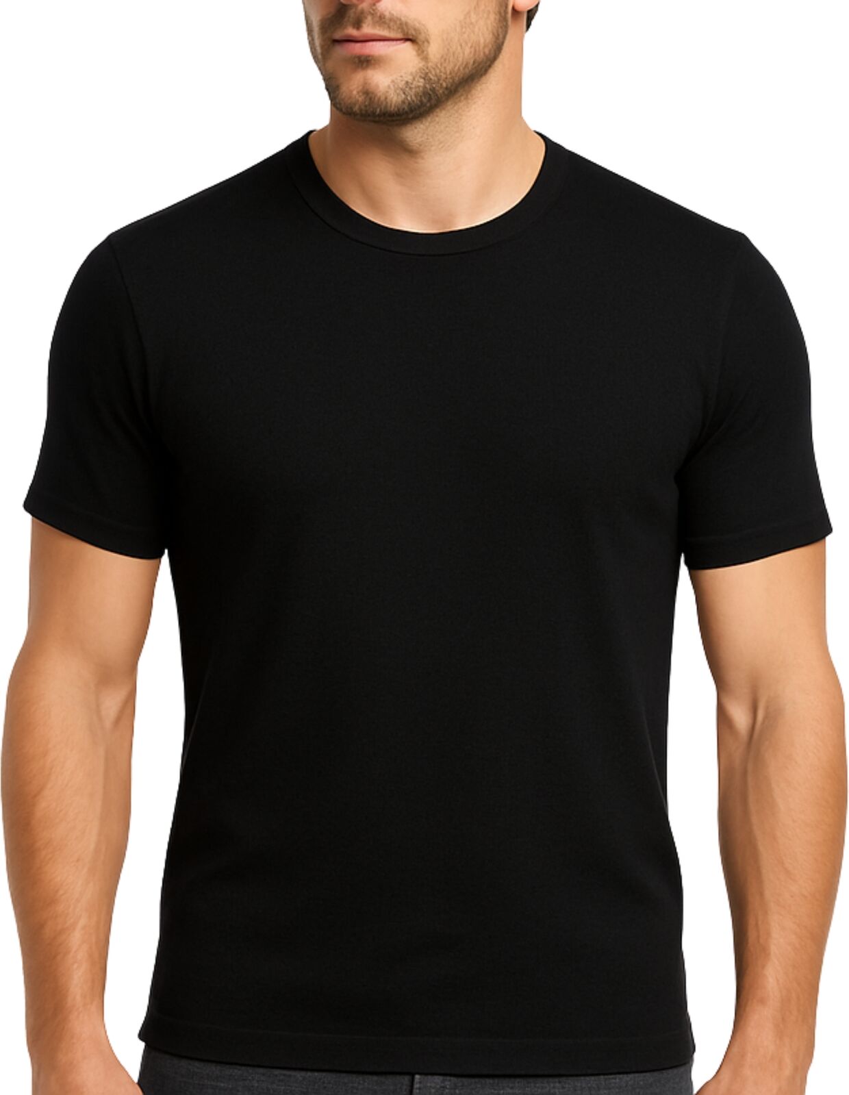 V563-MCNPMERINO-BLK-M95CM-202508181239-00 Mens 100% Pure Merino Wool Crew Neck Short Sleeve Top T Shirt Thermal Underwear - Black - Medium (95cm) - Image 1