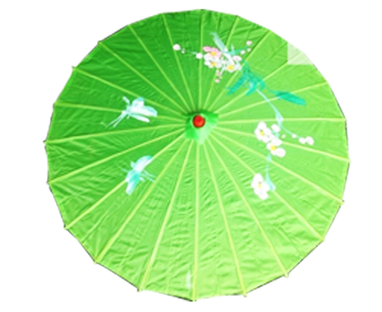 V563-PARASOLUMB-LTGRN-202503051635-00 PARASOL UMBRELLA Chinese Japanese Bamboo Flower Pattern Fabric 80cm Diameter - Light Green - Image 1