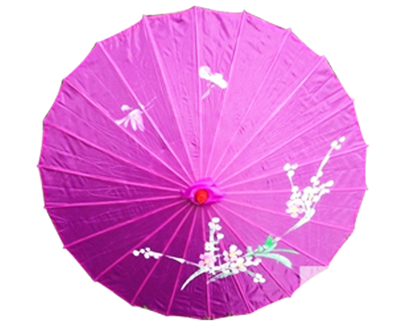 V563-PARASOLUMB-PUR-202503051640-00 PARASOL UMBRELLA Chinese Japanese Bamboo Flower Pattern Fabric 80cm Diameter - Purple - Image 1