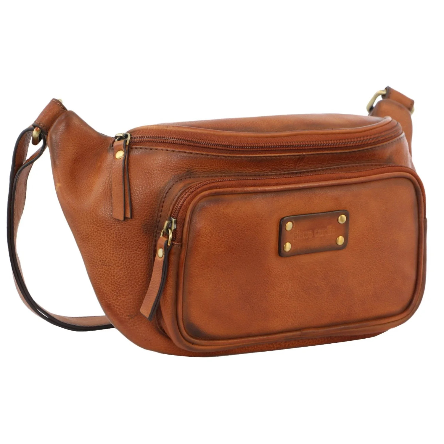 V563-PC3455-COGNAC-185859-00 Pierre Cardin Women Sling Bum Bag Leather Crossbody Shoulder Travel Chest - Cognac - Image 1