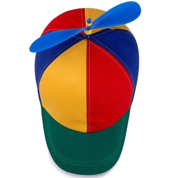 V563-PROPELLERHAT-184495-02 Propeller Helicopter Hat Clown Cap Jester Tweedledee Costume Windmill Snap - Image 3