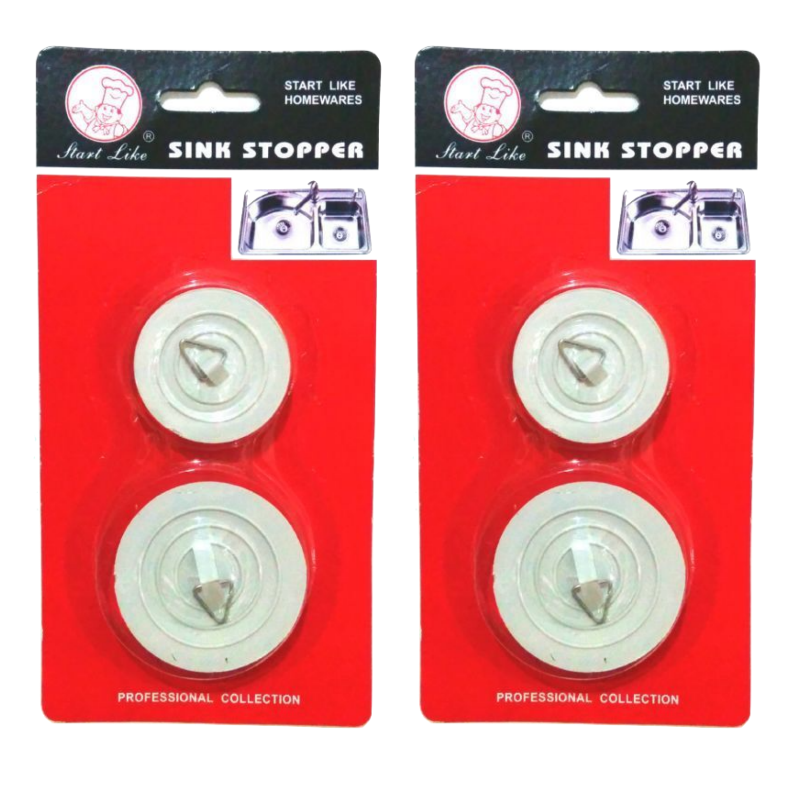 V563-SINGPLUGS-2PACK-204942-00 4x BATH AND SINK PLUGS Basin Bath Stopper Chrome Rubber 42mm 54mm - Image 1