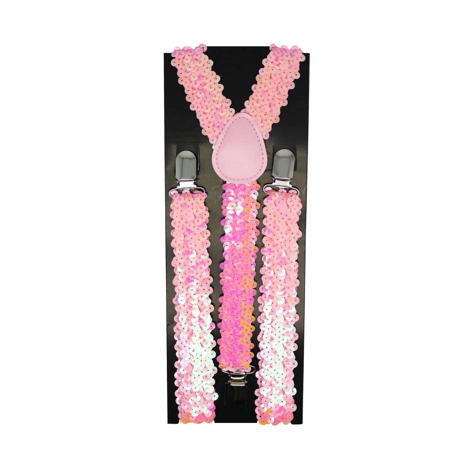V563-SLIMSUSPENDERS-LTPNKSEQN-202503241731-00 Mens Suspenders Braces Adjustable Strong Clip On Elastic Formal Wedding Slim - Light Pink (Sequin) - Image 1
