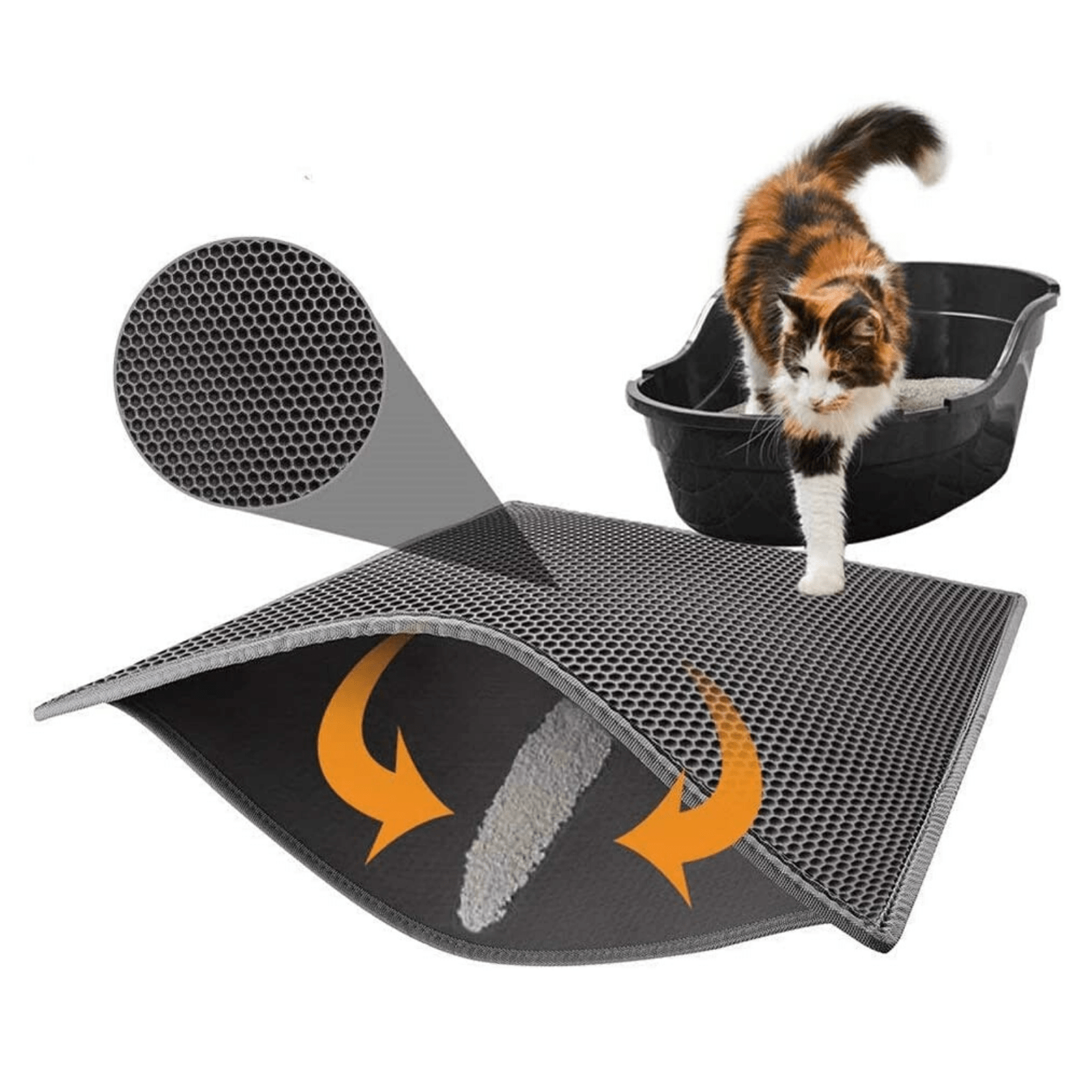 V568-KIDD-MAT-03L-140520-00 Cat Litter Mat, Honeycomb Dual Layer Design Large - Image 1