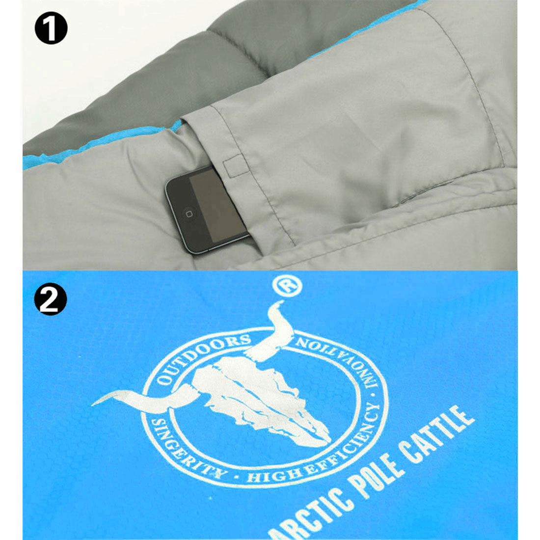 V610-PKNENVSLEBA-15-BL-SIN-218879-01 Outdoor Camping Envelope Sleeping Bag Thermal Tent Hiking Winter Single -15C - blue - Image 2