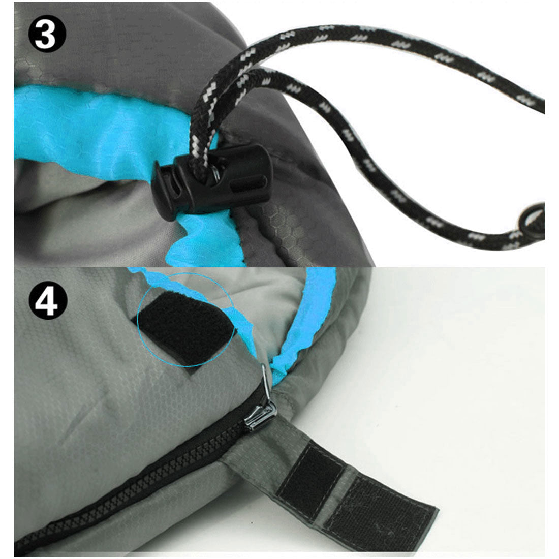 V610-PKNENVSLEBA-15-BL-SIN-218879-02 Outdoor Camping Envelope Sleeping Bag Thermal Tent Hiking Winter Single -15C - blue - Image 3