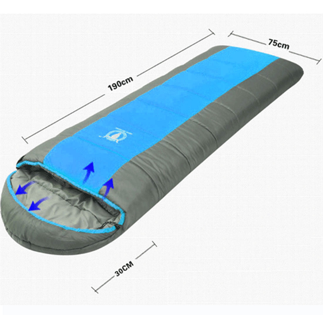 V610-PKNENVSLEBA-15-BL-SIN-218879-05 Outdoor Camping Envelope Sleeping Bag Thermal Tent Hiking Winter Single -15C - blue - Image 6