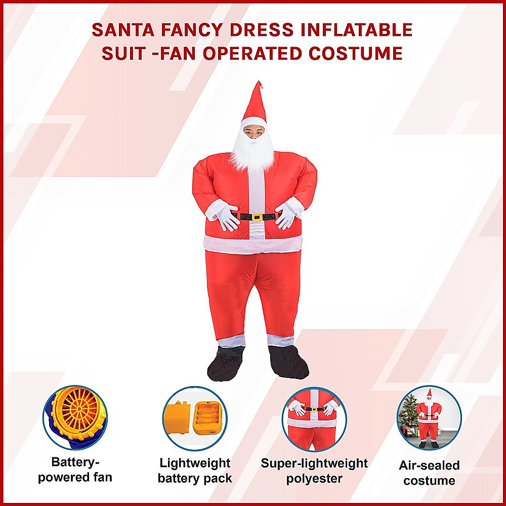 V63-306601-8553-02 SANTA Fancy Dress Inflatable Suit -Fan Operated Costume - Image 3