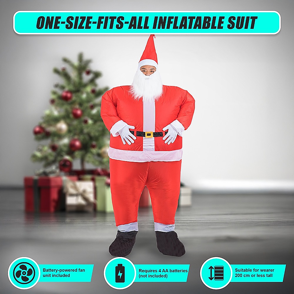 V63-306601-8553-04 SANTA Fancy Dress Inflatable Suit -Fan Operated Costume - Image 8