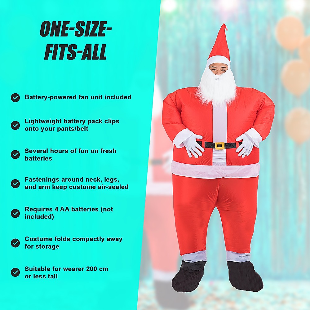V63-306601-8553-05 SANTA Fancy Dress Inflatable Suit -Fan Operated Costume - Image 9