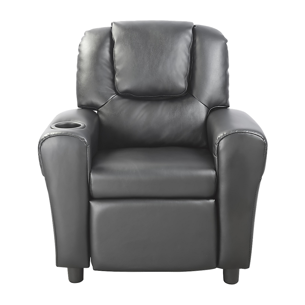 V63-771925-8891-03 PU Leather Kids Recliner with Drink Holder - Image 4