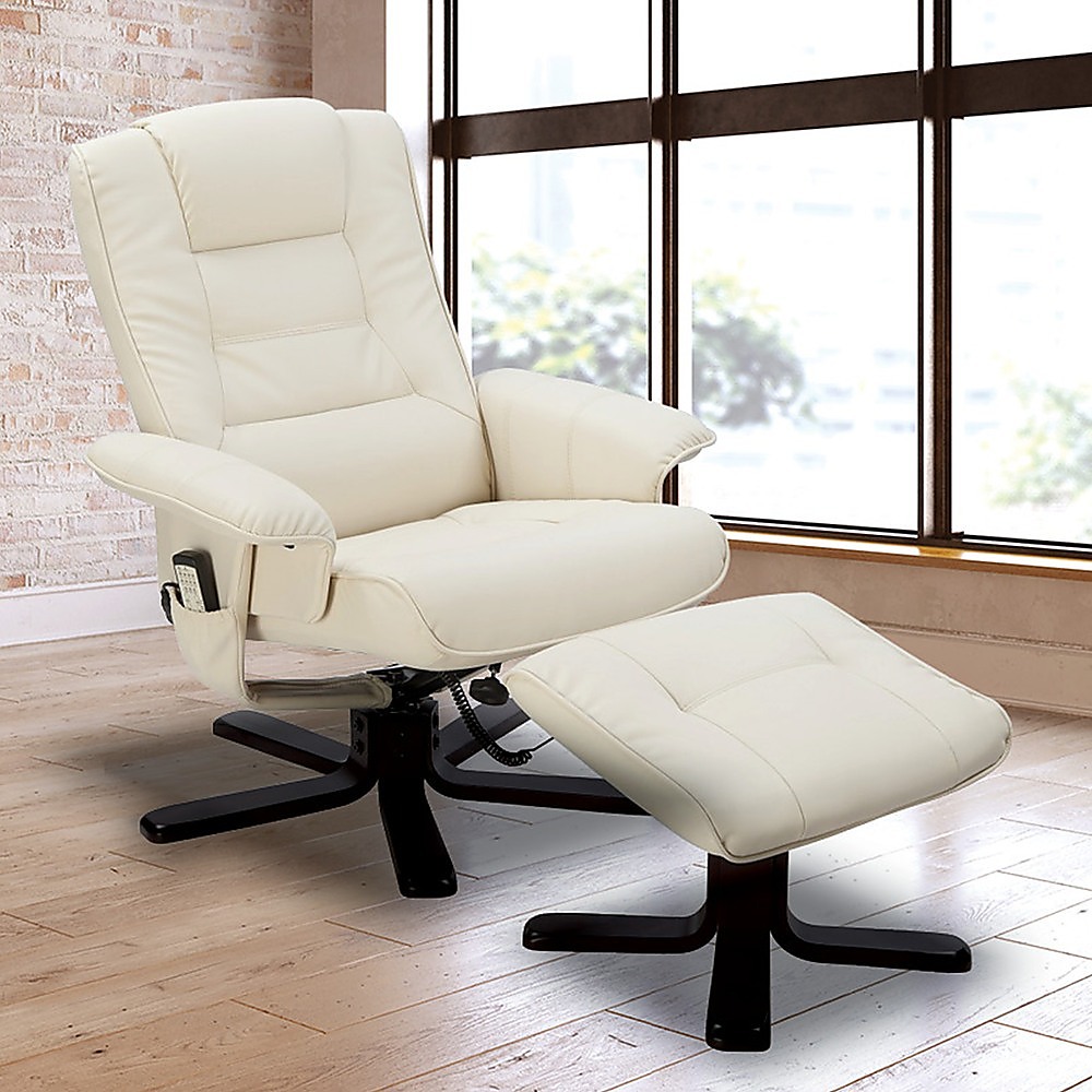 V63-771955-8894-01 PU Leather Massage Chair Recliner Ottoman Lounge Remote - Image 2