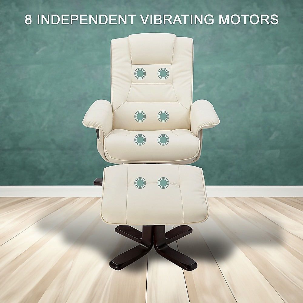 V63-771955-8894-03 PU Leather Massage Chair Recliner Ottoman Lounge Remote - Image 4