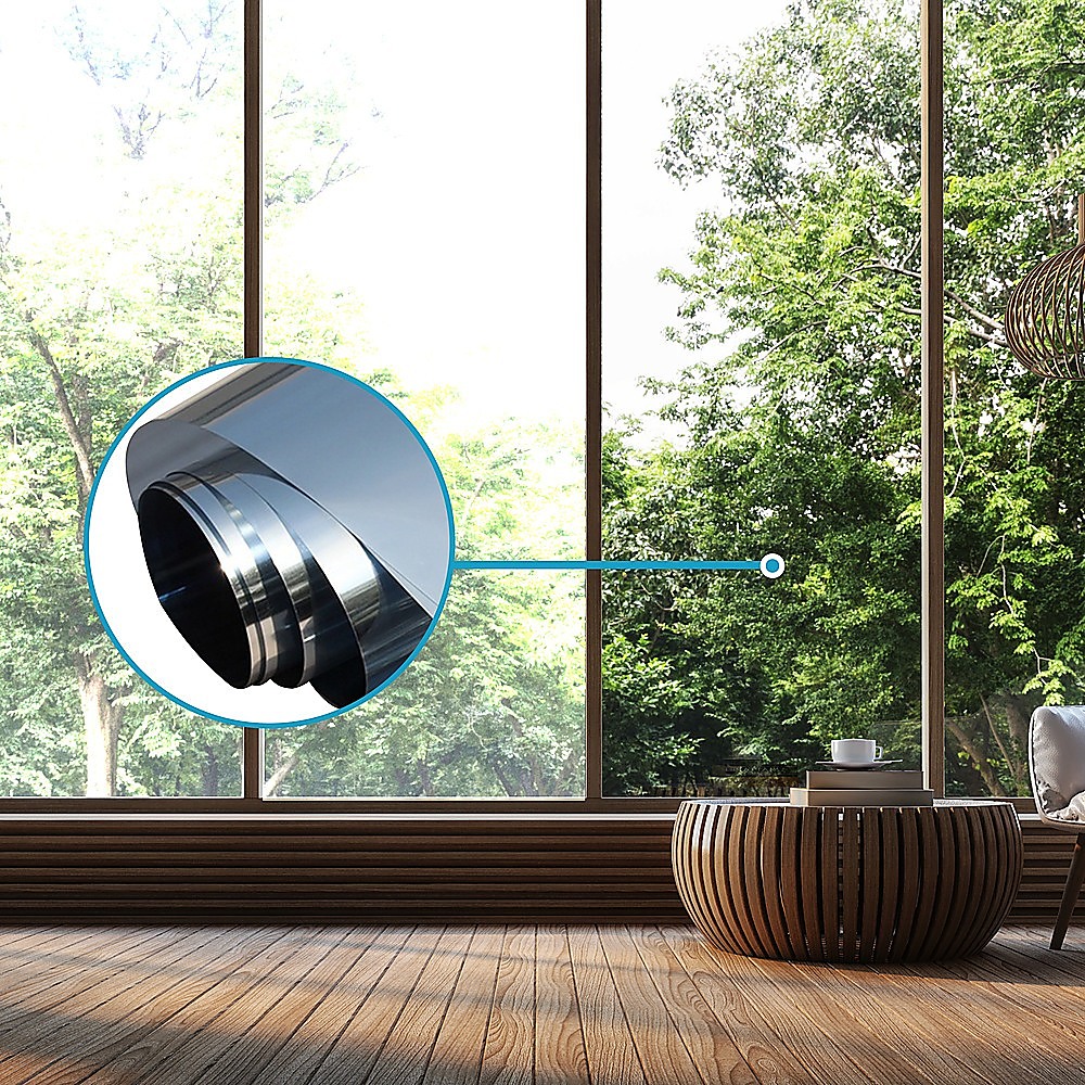 V63-821303-10355-01 One Way Mirror Privacy Reflection Window Tint Film STOP HEAT 24Ft x 2Ft - Image 2