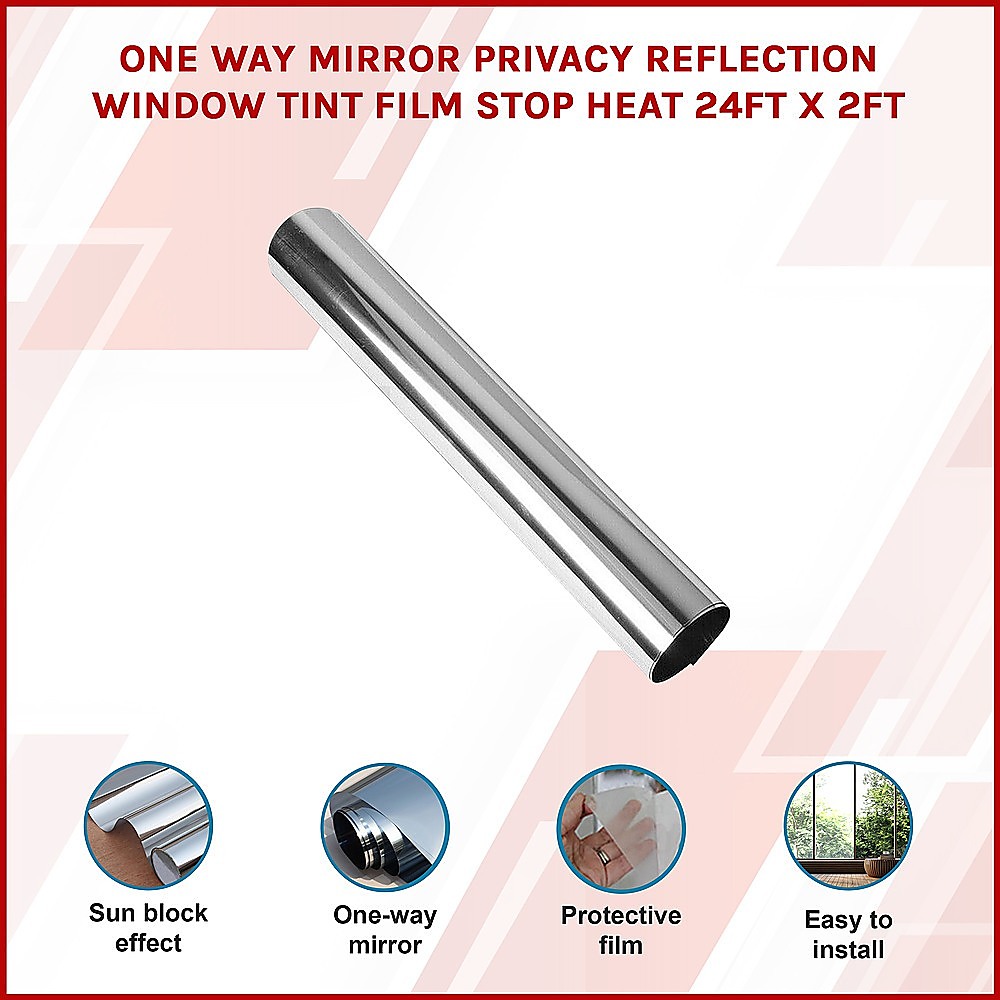 V63-821303-10355-02 One Way Mirror Privacy Reflection Window Tint Film STOP HEAT 24Ft x 2Ft - Image 3