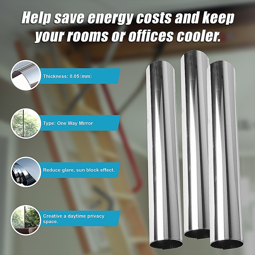 V63-821303-10355-05 One Way Mirror Privacy Reflection Window Tint Film STOP HEAT 24Ft x 2Ft - Image 6