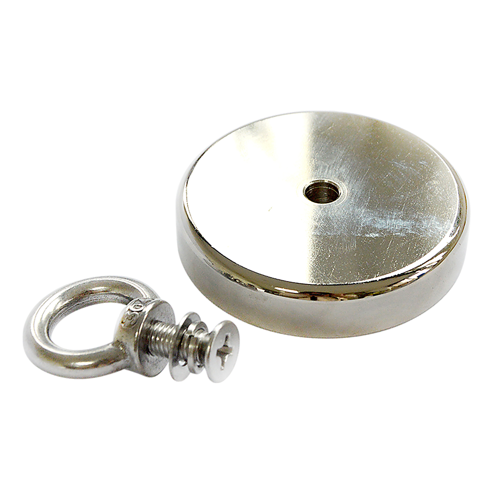 V63-821733-12040-03 Round Neodymium Fishing Magnet with Countersunk Hole and Eyebolt, 500 LBS pull - Image 4