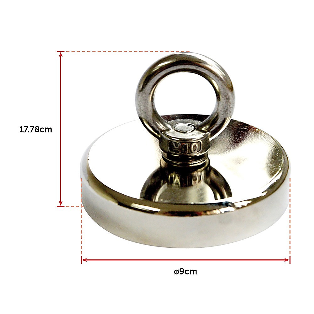 V63-821733-12040-07 Round Neodymium Fishing Magnet with Countersunk Hole and Eyebolt, 500 LBS pull - Image 12