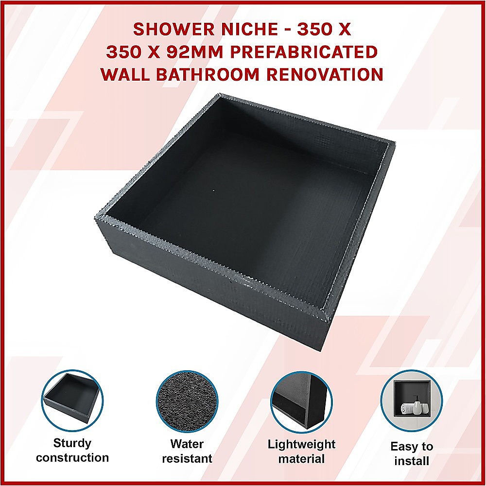 V63-822041-13440-02 Shower Niche - 350 x 350 x 92mm Prefabricated Wall Bathroom Renovation - Image 3