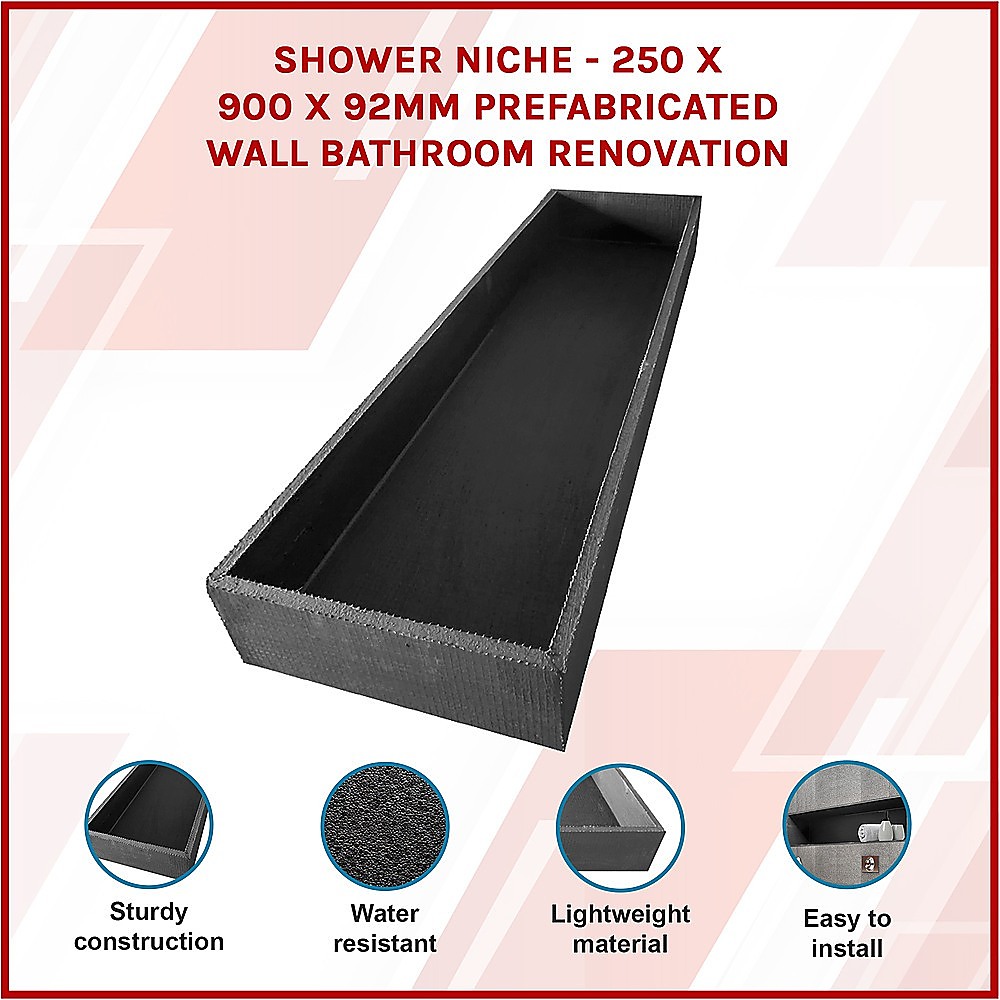 V63-822051-13441-01 Shower Niche - 250 x 900 x 92mm Prefabricated Wall Bathroom Renovation - Image 3