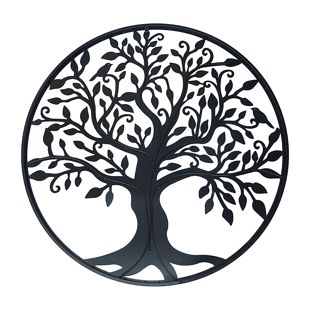 V63-822651-14251-03 Black Tree of Life Wall Art Hanging Metal Iron Sculpture Garden 60cm - Image 4