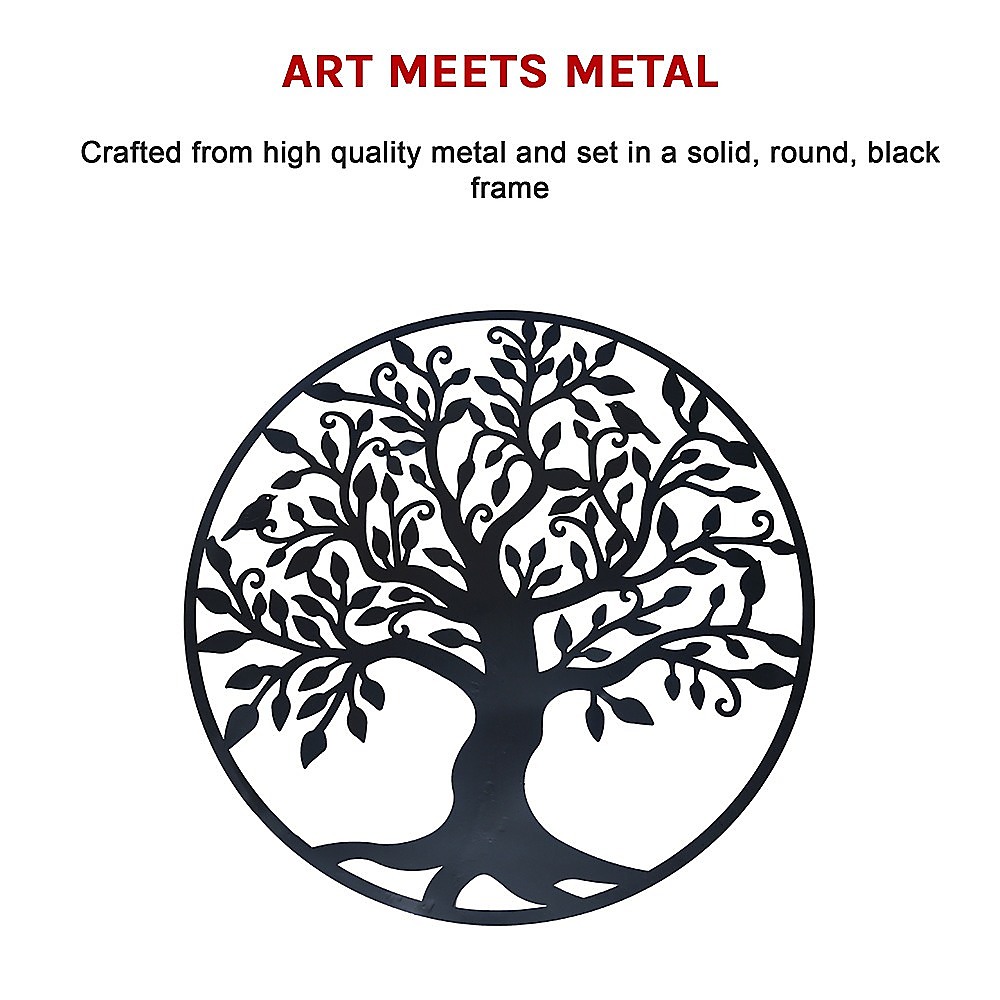 V63-822651-14251-05 Black Tree of Life Wall Art Hanging Metal Iron Sculpture Garden 60cm - Image 10