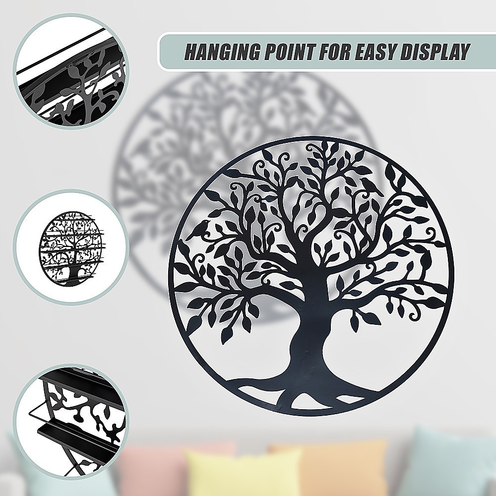 V63-822661-14252-07 Black Tree of Life Wall Art Hanging Metal Iron Sculpture Garden 99cm - Image 7