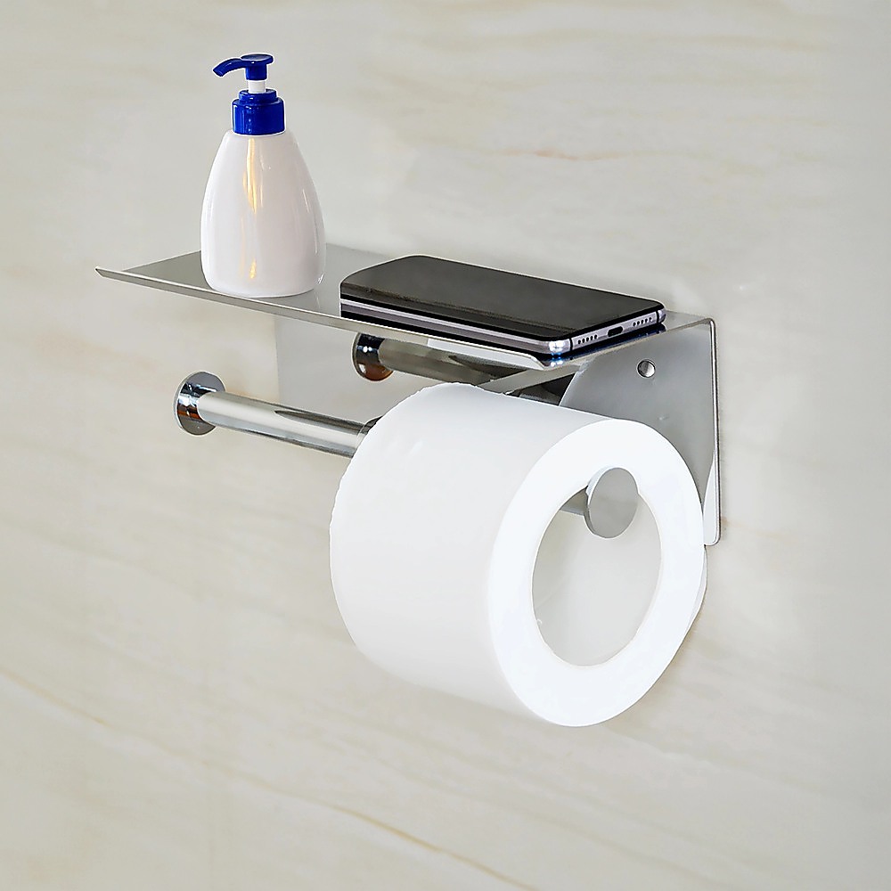 V63-825811-202508071821-01 Stainless Steel Double Toilet Paper Holder Towel Roll Tissue Rack Storage Shelf - Image 2