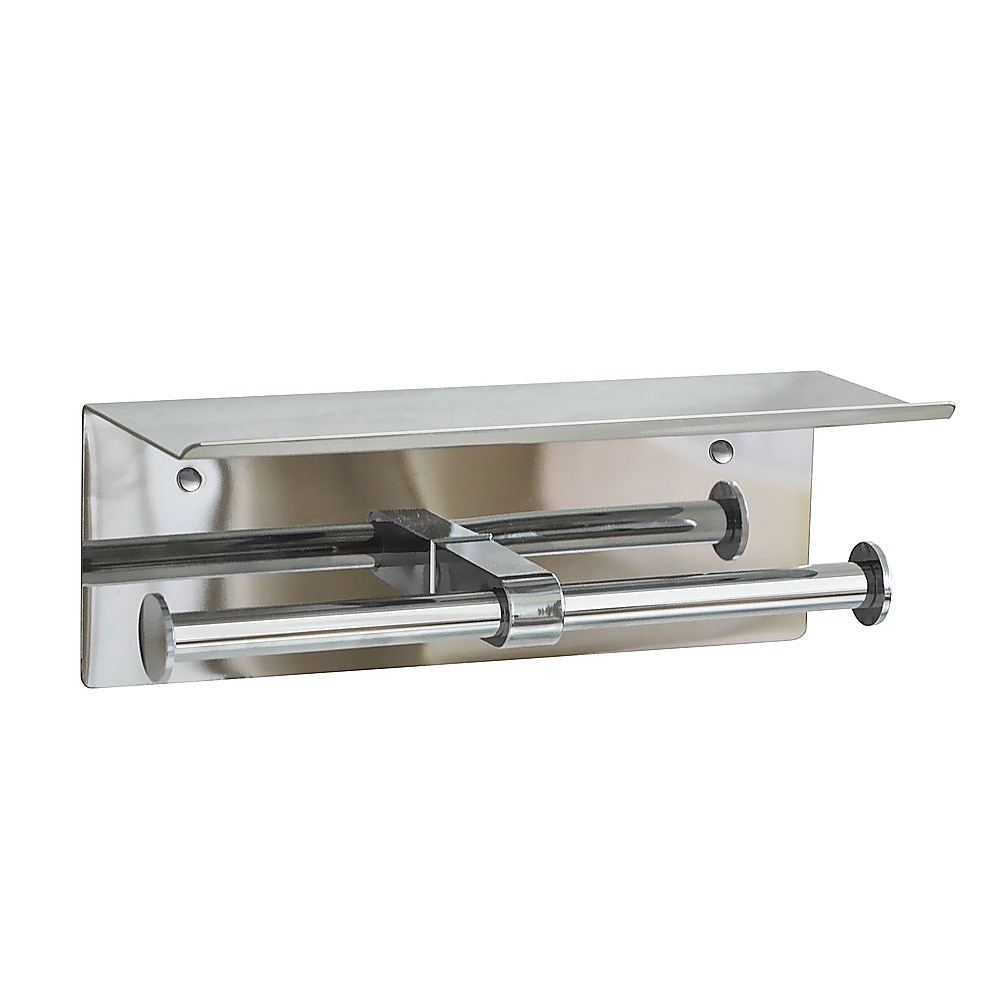 V63-825811-202508071821-03 Stainless Steel Double Toilet Paper Holder Towel Roll Tissue Rack Storage Shelf - Image 4
