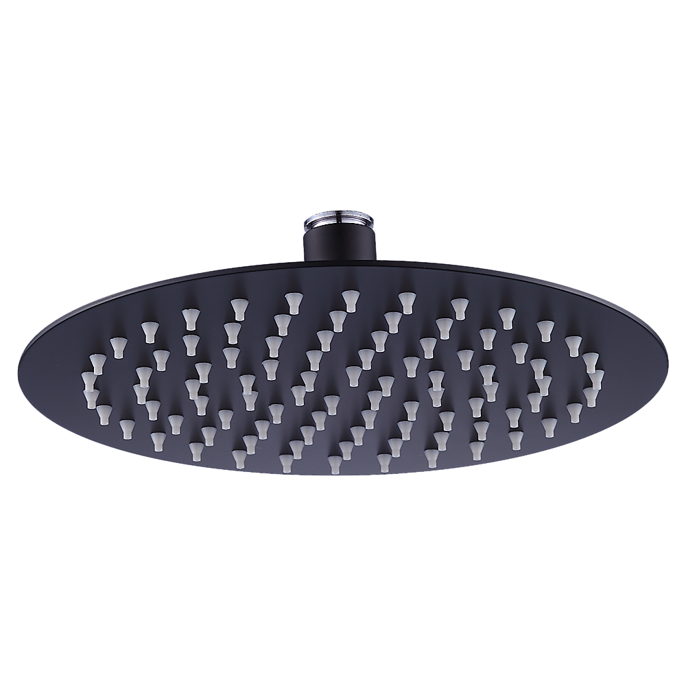 V63-826381-19209-10 200mm Shower Head Round 304SS Electroplated Matte Black Finish - Image 1
