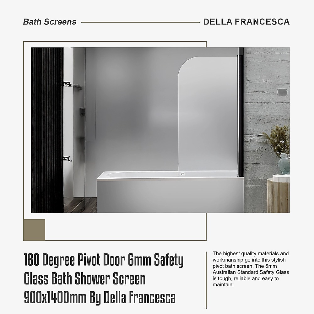 V63-830141-202507161843-08 180 Degree Pivot Door 6mm Safety Glass Bath Shower Screen 900x1400mm By Della Francesca - Image 9