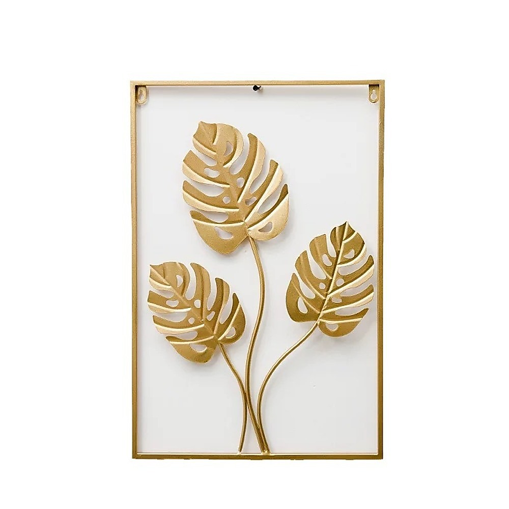 V63-842491-90137-04 Metal Wall Picture with Leaves 40 x 60 cm Golden Decoration - Image 5